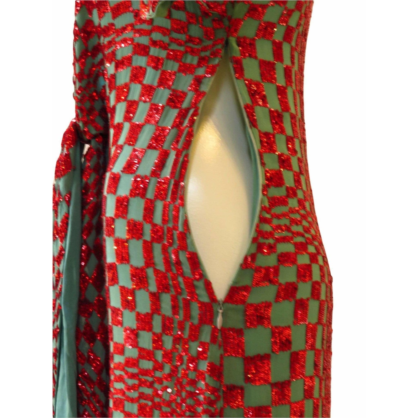 Dresses Red Sequin Harlequin Gown Saddle Brown