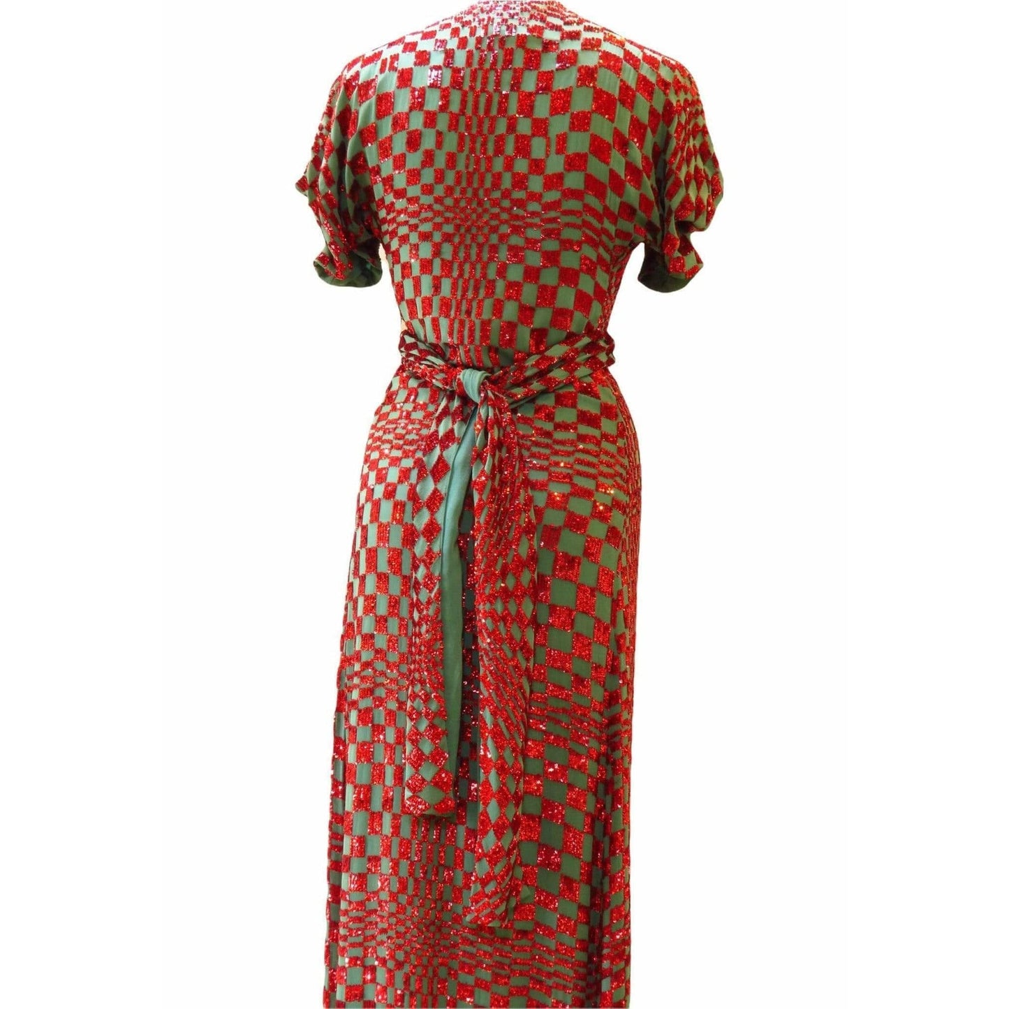 Dresses Red Sequin Harlequin Gown Saddle Brown