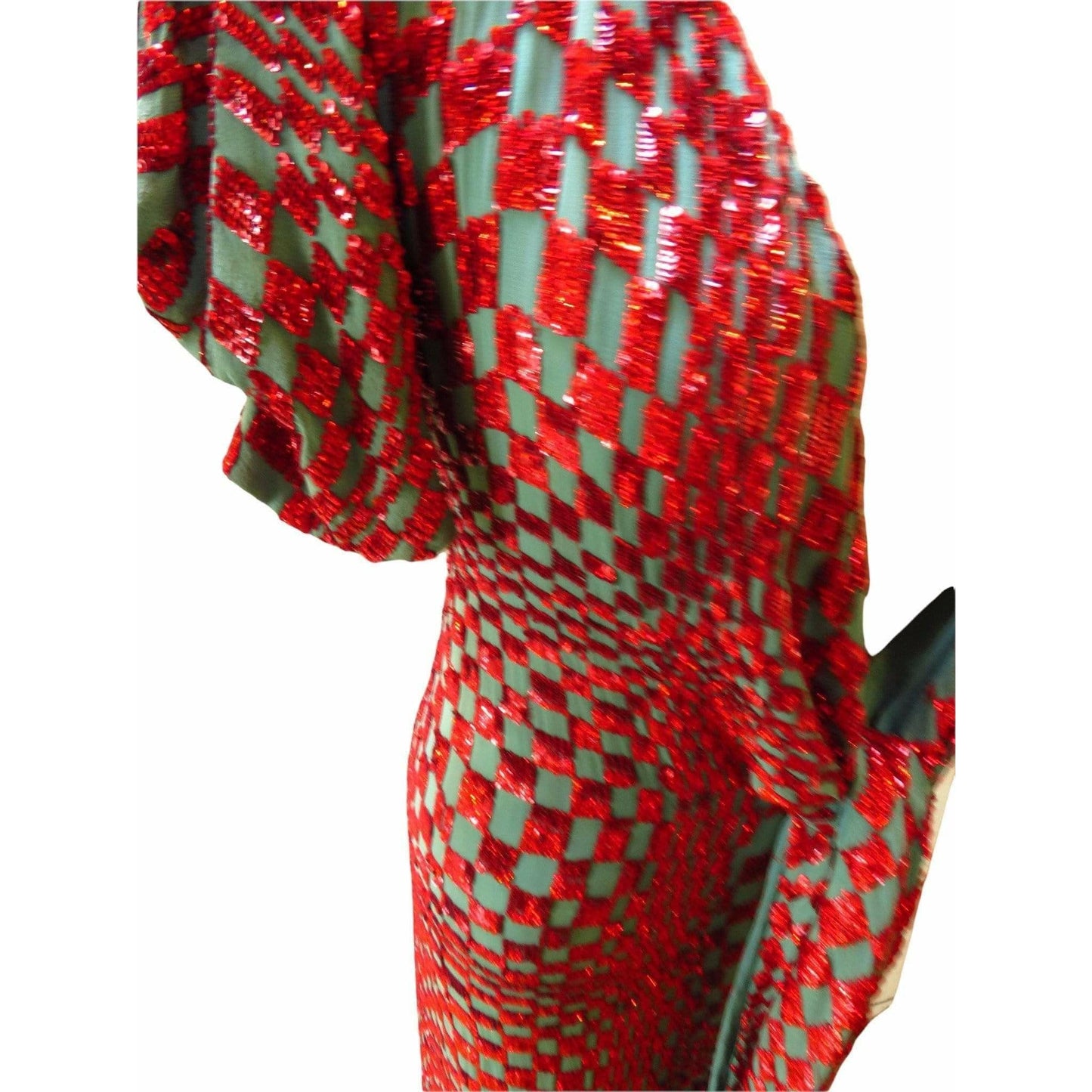 Dresses Red Sequin Harlequin Gown Saddle Brown
