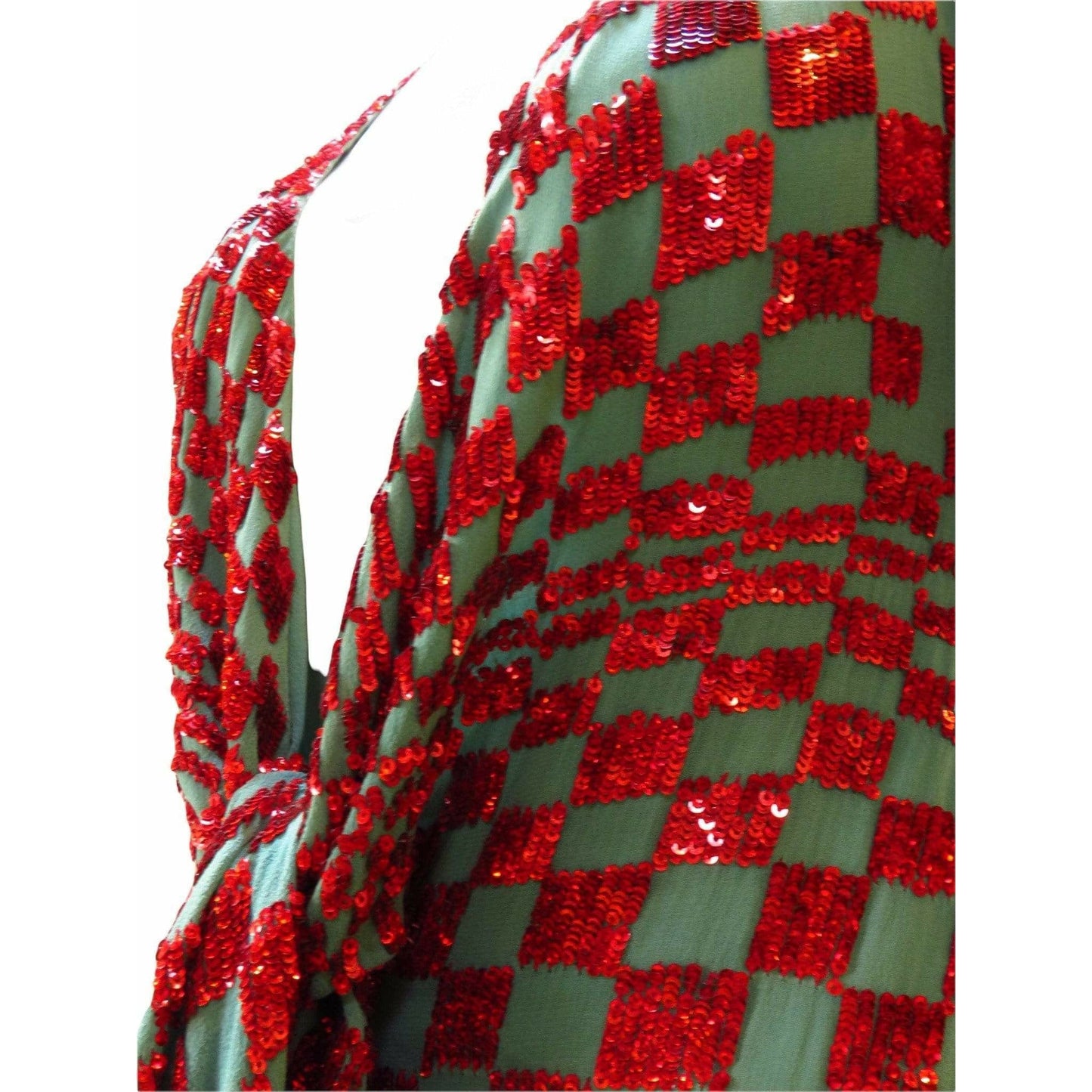 Dresses Red Sequin Harlequin Gown Dark Olive Green