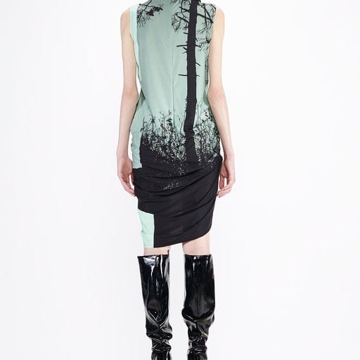 Dress Barbara Bologna BB Piega Dress Mint Graphic Asymmetric White Smoke