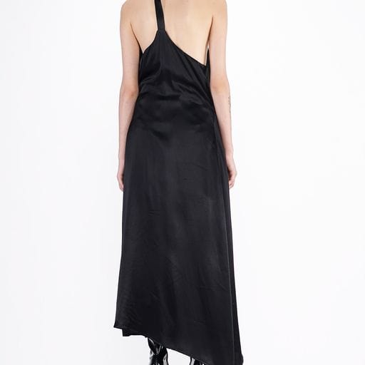 Dress Barbara Bologna Half Moon Dress Black Halter Asymmetric White Smoke