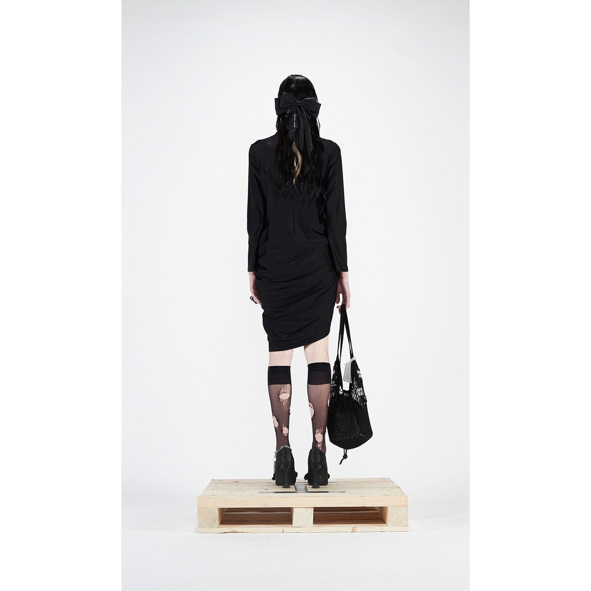 Dresses Barbara Bologna Who cares Twist Front Dress Black Twist Front White Smoke