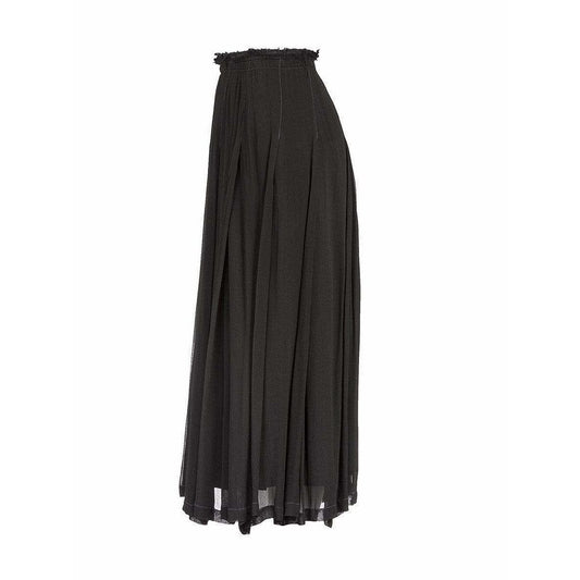 Skirts CDG Pleated Maxi Skirt - Charcoal Crepe Silk Dark Slate Gray