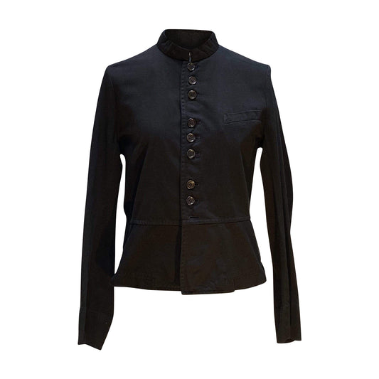 Womens Jackets + Coats Comme des Garçons Buttoned Coat - Black Cotton Flared Black