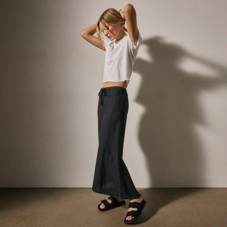 Long skirts James Perse Bias Cut Linen Drawstring Skirt Dim Gray