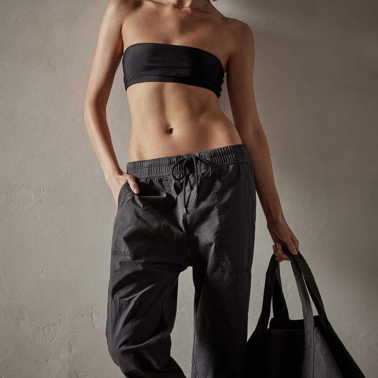 Pants James Perse Patched Pull On Pant - Cotton Blend Twill Black