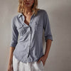 Shirts & Tops James Perse Contrast Panel Shirt - Ribbed Cotton Button-Down Slate Gray
