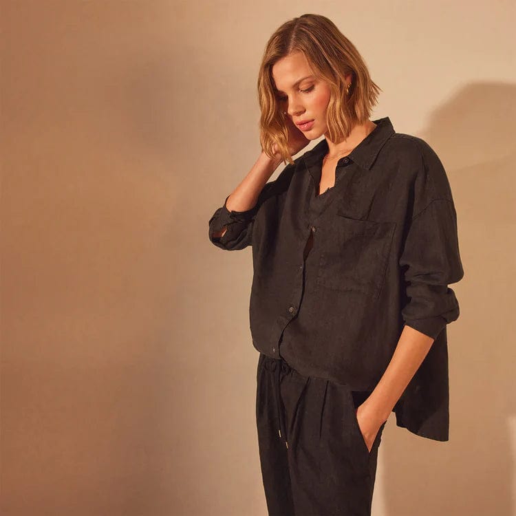Shirts & Tops James Perse Garment Dyed Linen Shirt - Classic Button Down Rosy Brown
