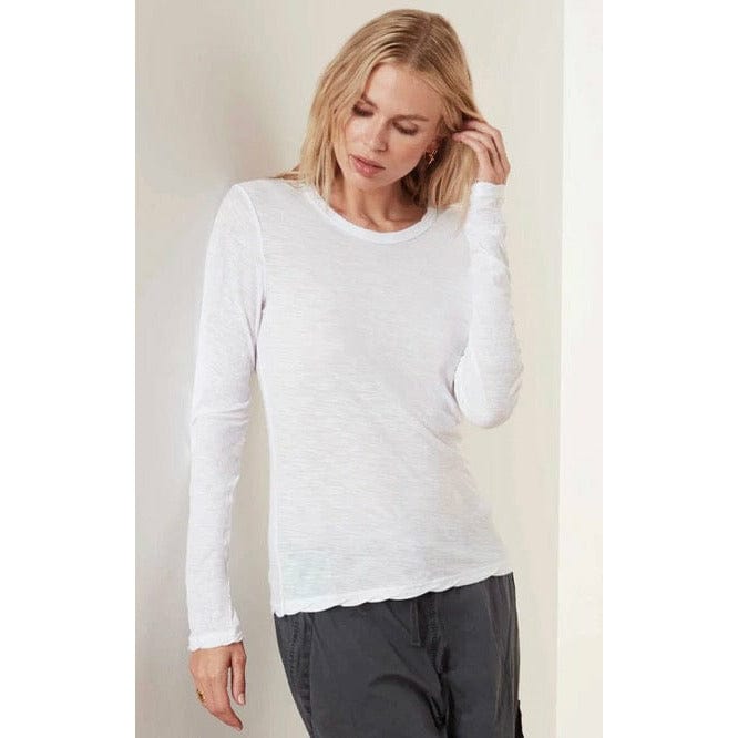 Shirts & Tops James Perse Long Sleeve Crew Tee - Fitted Cotton Slub Light Gray