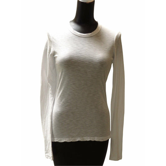 Shirts & Tops James Perse Long Sleeve Crew Tee - Fitted Cotton Slub White Smoke