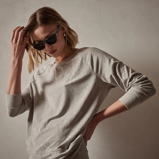 Shirts & Tops James Perse Stretch Velvet Sweatshirt - Relaxed Raglan Crew Rosy Brown