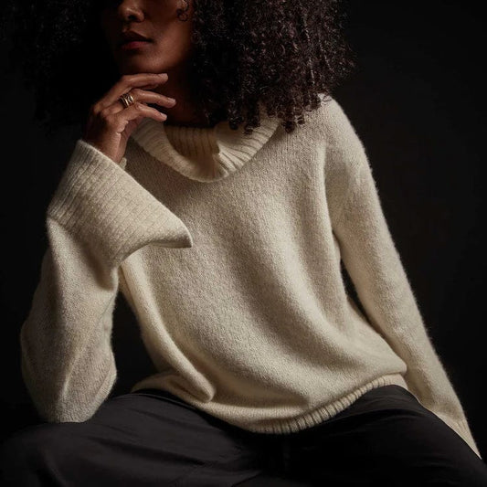 Sweater James Perse Cashmere Roll Neck Sweater - Relaxed Fit Lightweight Rosy Brown