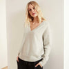 Sweater James Perse Relaxed Cashmere sweater V Neck - Lightweight Ribbed Knit Light Gray