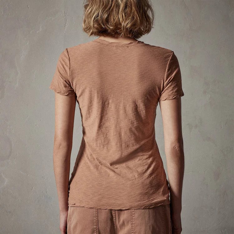 women T-Shirt James Perse Sheer Slub V Neck Tee Rosy Brown