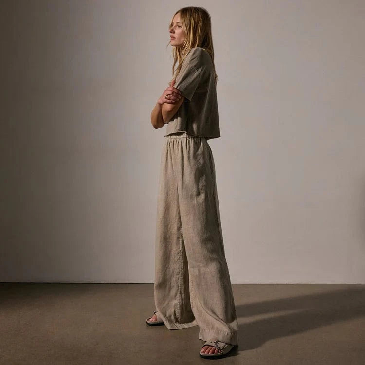 James Perse Womens Pants James Perse Lightweight Linen Wide Leg Pant