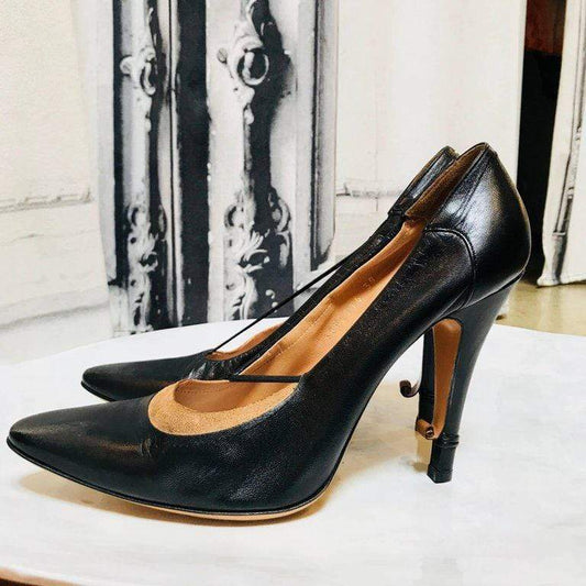 Shoes Maison Martin Margiela Vintage Pumps - Leather Pointed Toe Black Dark Slate Gray
