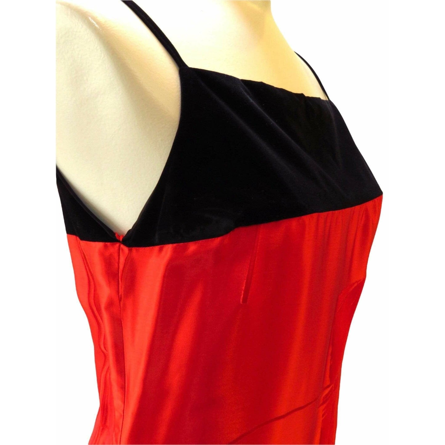Dresses Martine Sitbon Red Silk and Velvet Dress Firebrick