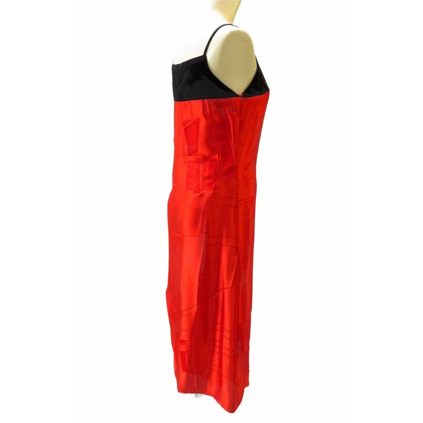 Dresses Martine Sitbon Red Silk and Velvet Dress Firebrick