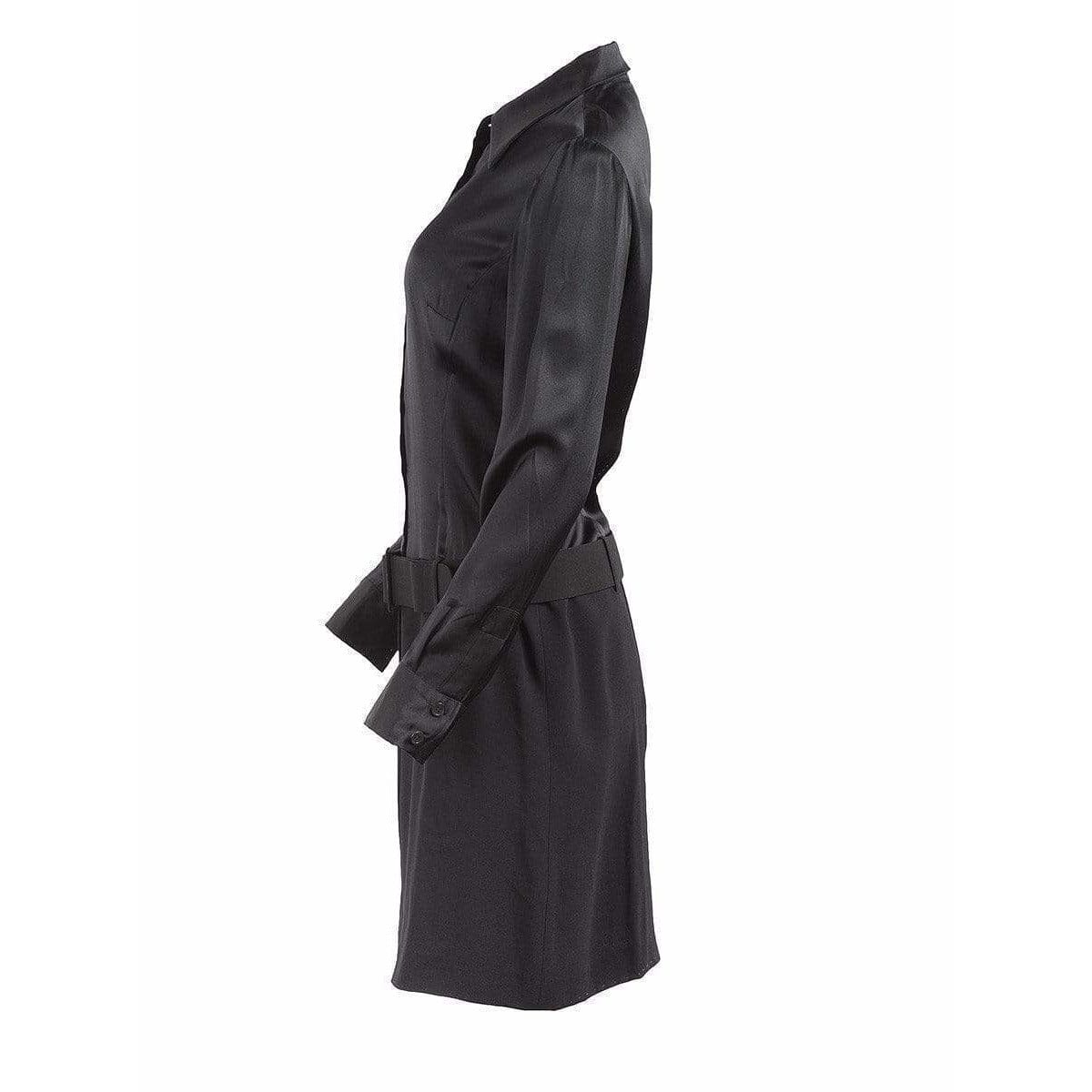 Dress Paco Rabanne Silk Belted Shirt Dress Dark Slate Gray