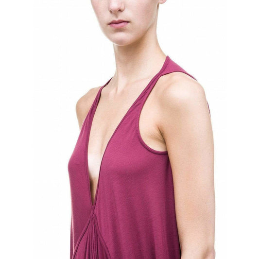 Dresses Rick Owens Lilies Long Jersey Dress - Venetian Red V-Neck Drape Maroon