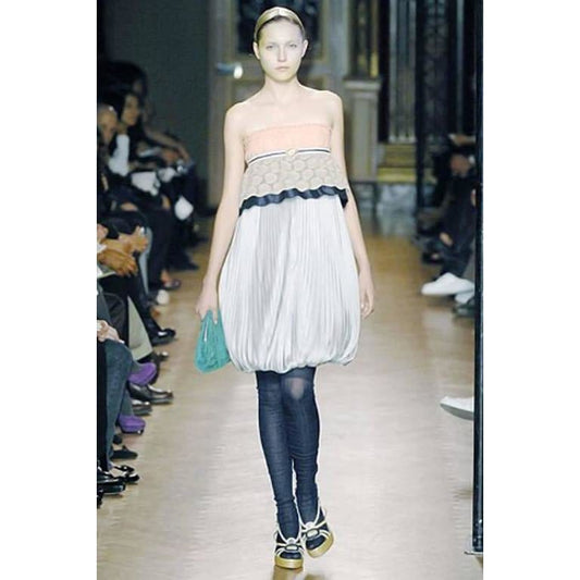 Dress UNDERCOVER vintage Strapless Dress - Cotton Silk Pleated Light Gray