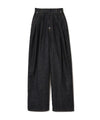 Womens Pants Undercover Indigo Pleated Denim with Red Logo Patch Dark Slate Gray