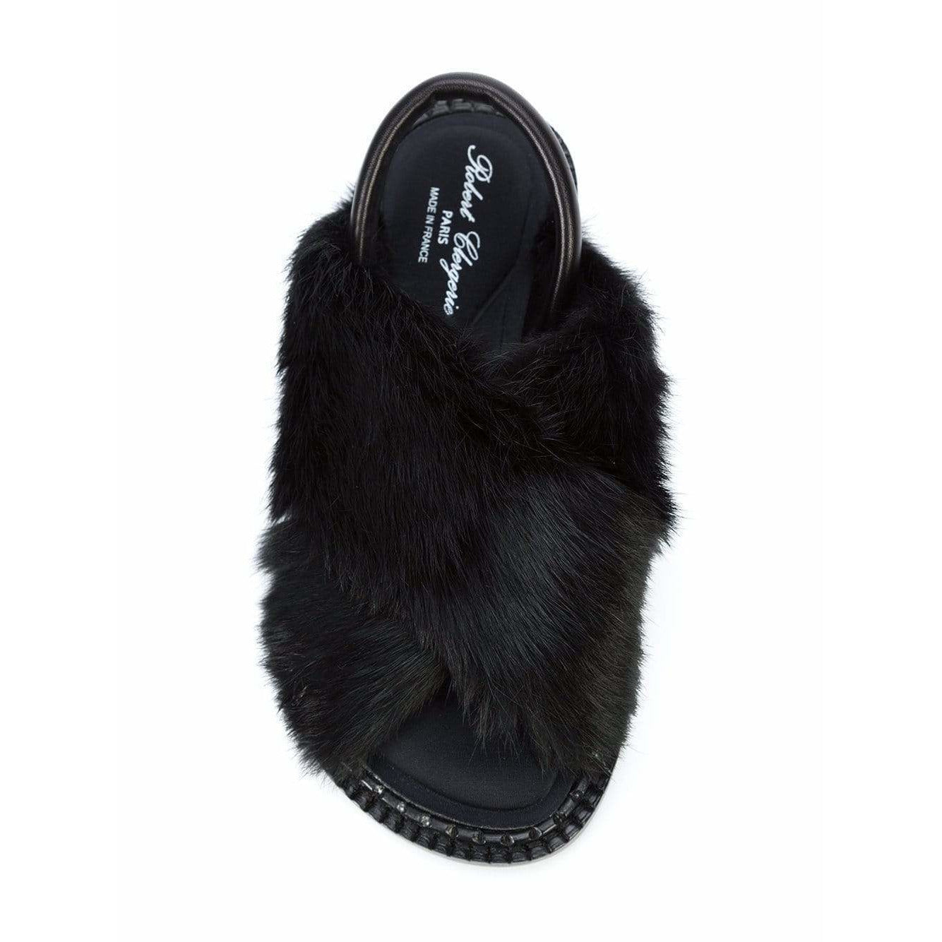 bloss-fur-sandals Shoes Black