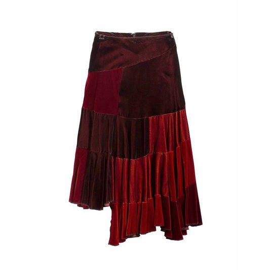 Skirts Comme des Garçons Red Velvet Asymmetric Patchwork Skirt Comme des Garçons