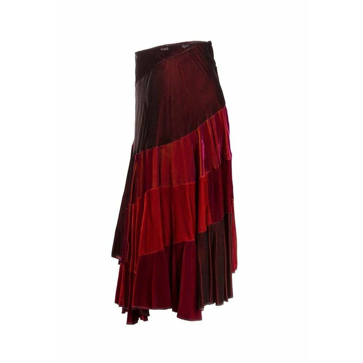 Skirts Comme des Garçons Red Velvet Asymmetric Patchwork Skirt Comme des Garçons