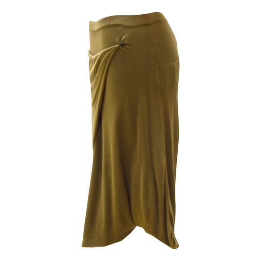 maison-martin-margiela-olive-wrap-front-skirt Skirts Dark Olive Green