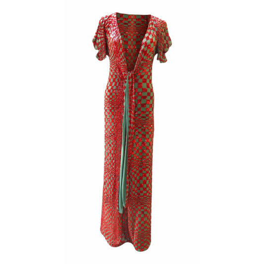 varun-sardana-red-sequin-harlequin-gown Dresses Saddle Brown