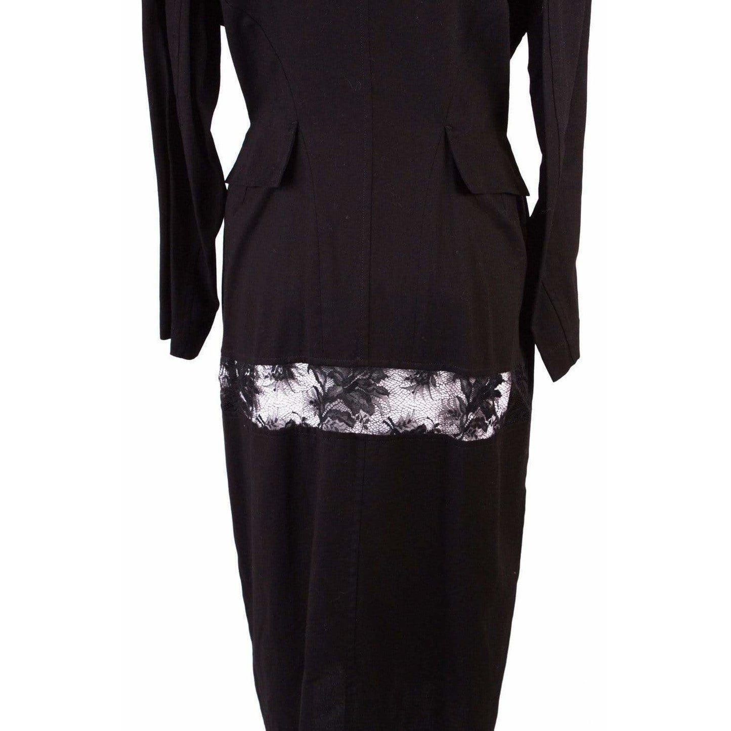 Womens Jackets + Coats ys-long-jacket-with-lace-detailing-in-black Black