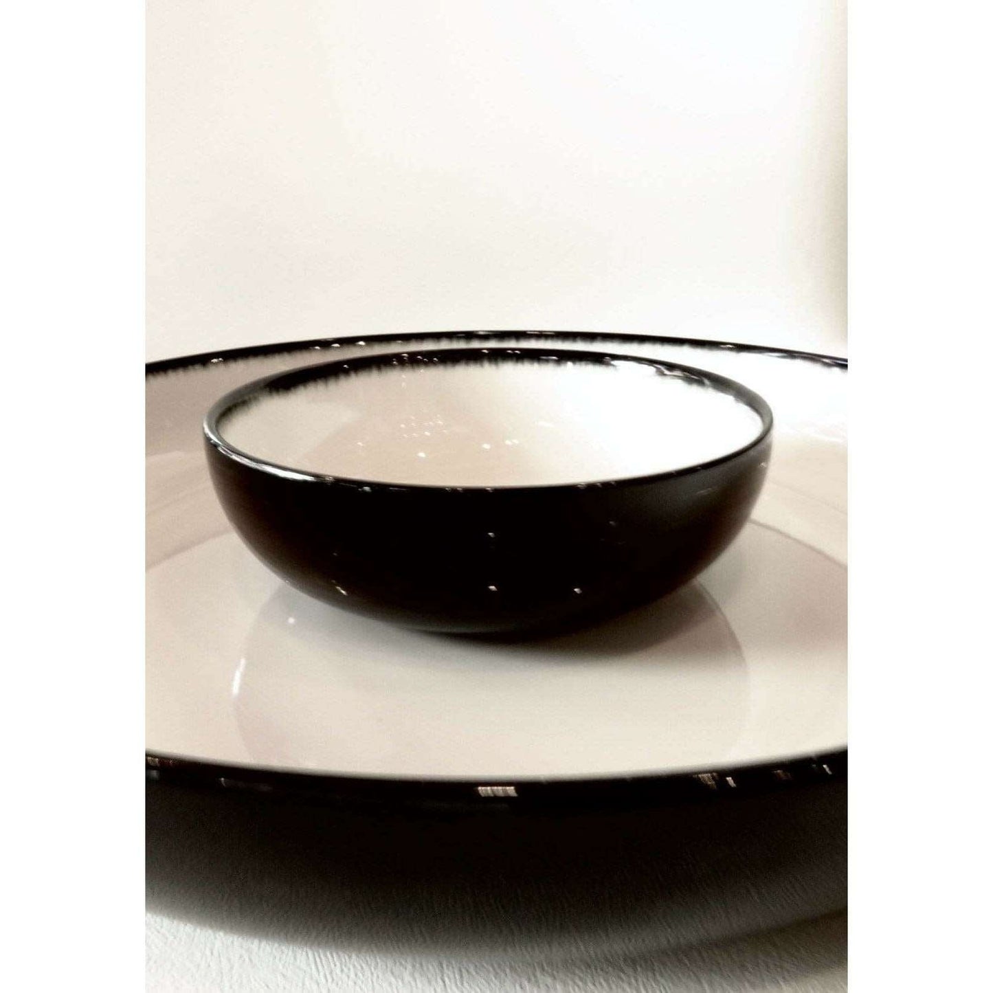 Ann Demeulemeester Home High Plate 13 centimeters / Off white & black / Porcelain Ann Demeulemeester for Serax 13 cm High Plates (set of two)