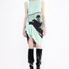 Dress Barbara Bologna BB Piega Dress Mint Graphic Asymmetric White Smoke