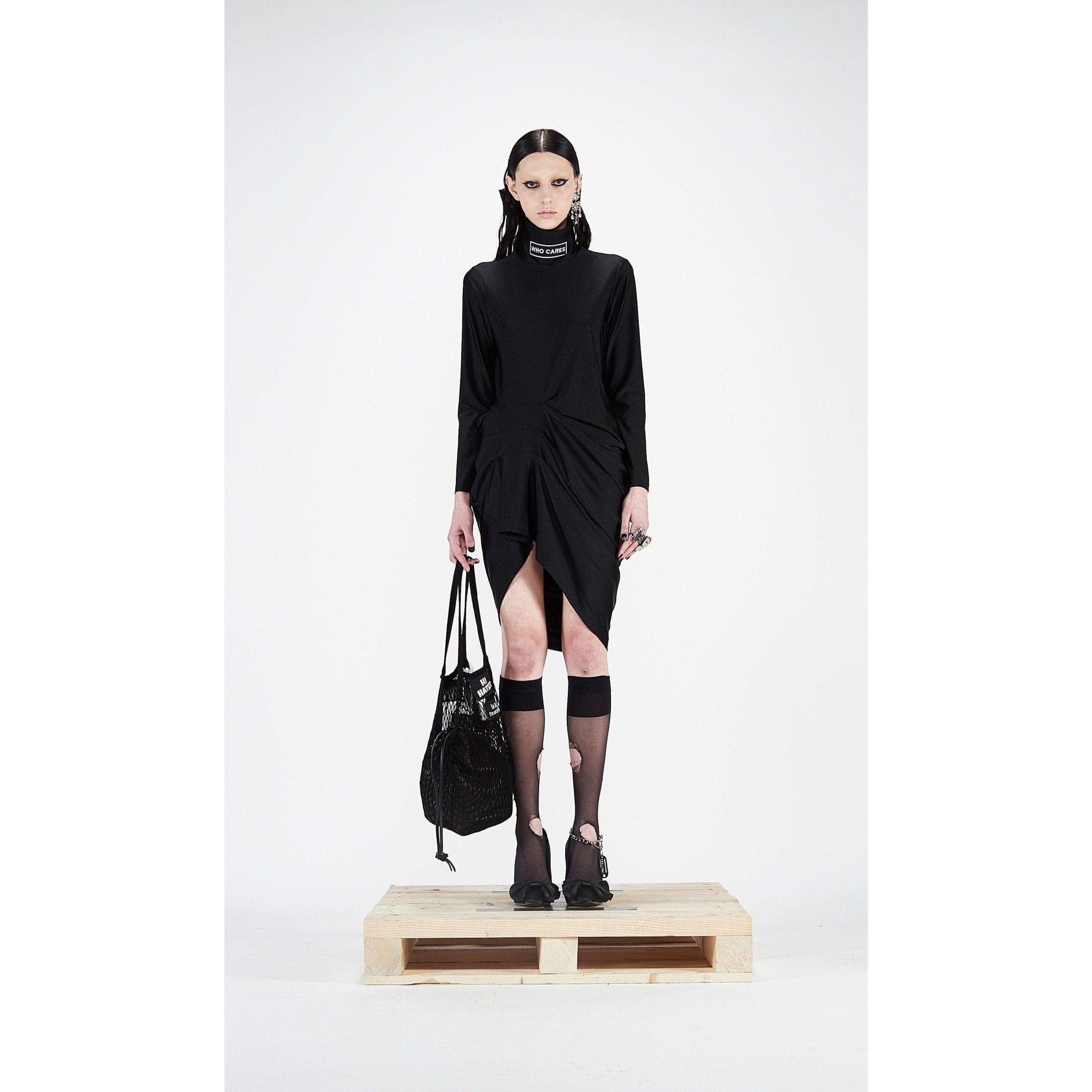 Dresses Barbara Bologna Who cares Twist Front Dress Black Twist Front White Smoke