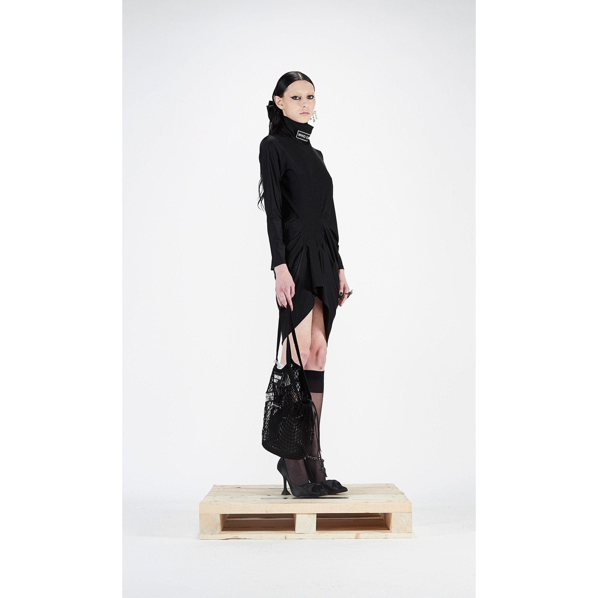 Dresses Barbara Bologna Who cares Twist Front Dress Black Twist Front White Smoke