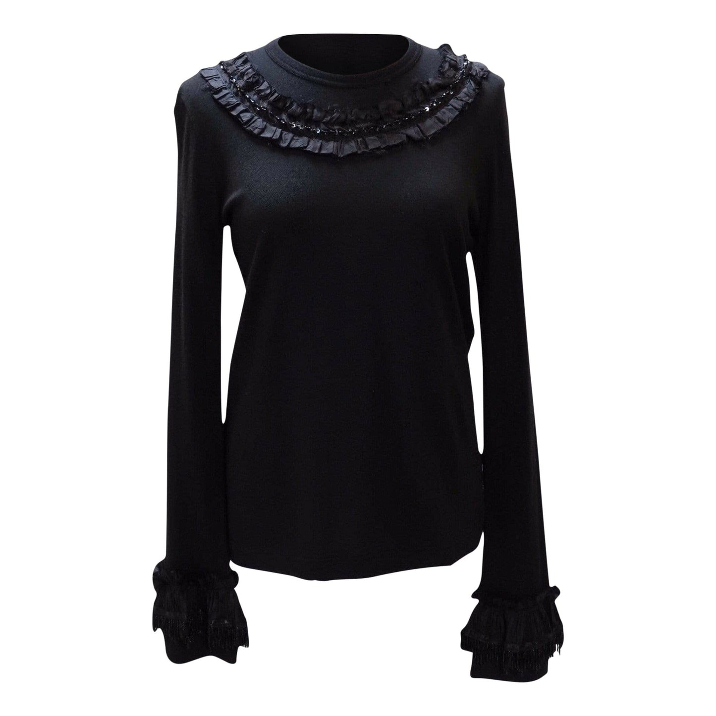 Comme des Garçons Shirts & Tops Comme des Garçons Black Sequin Ruffle Top