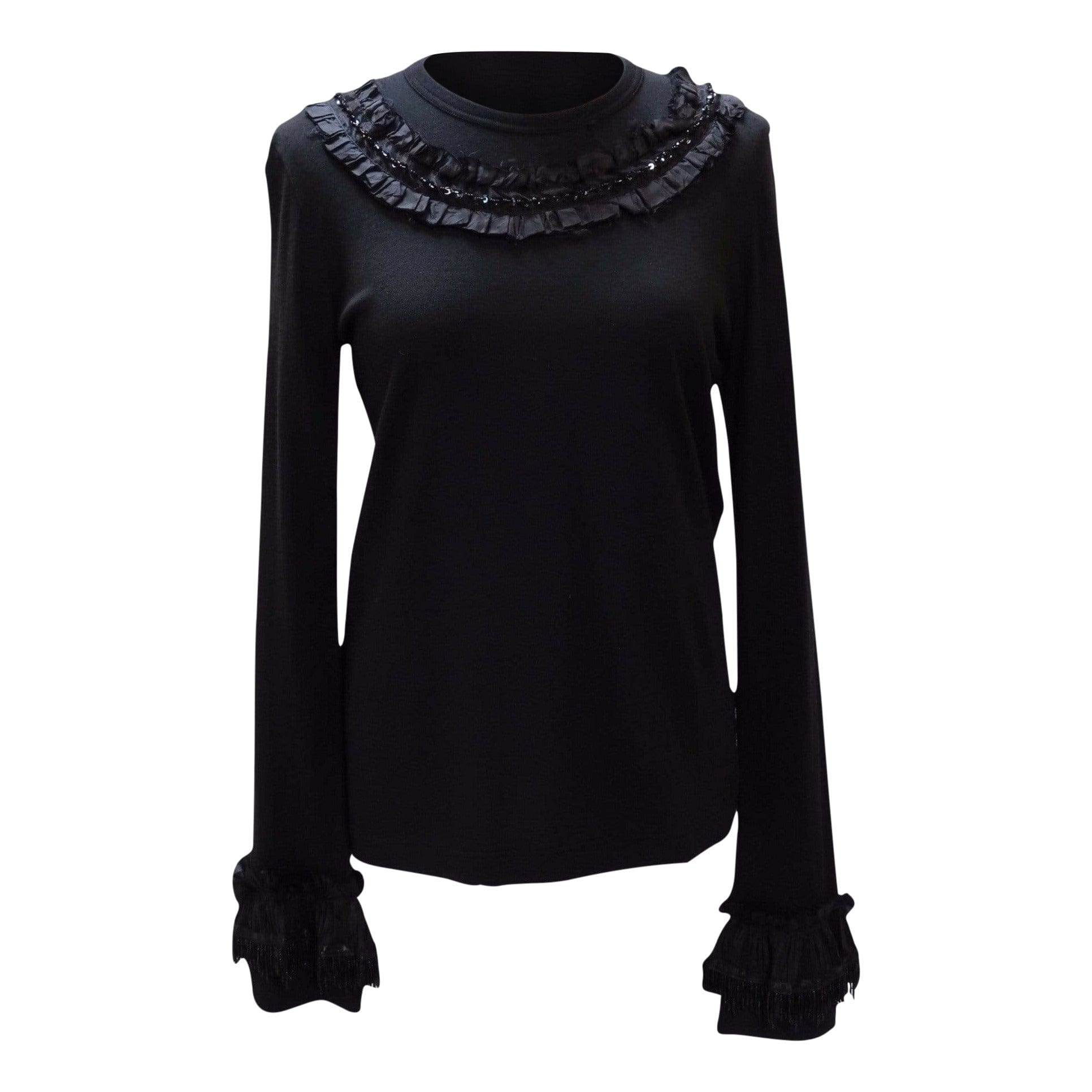 Comme des Garçons Shirts & Tops Comme des Garçons Black Sequin Ruffle Top
