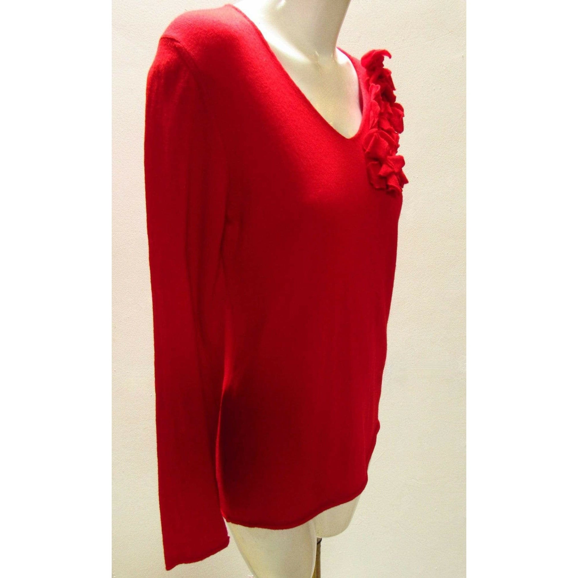 Comme des Garçons Shirts & Tops Medium / Red / Lambswool Comme Des Garçons Flower Sweater