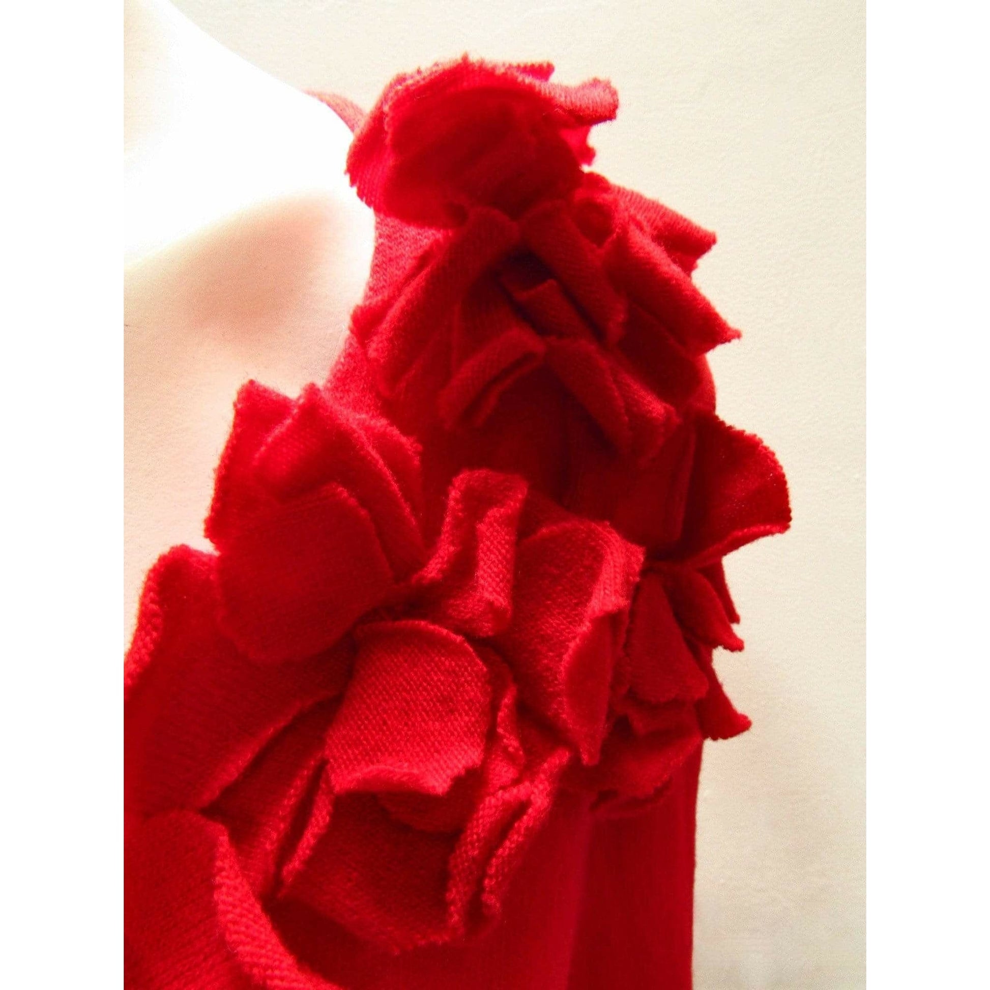 Comme des Garçons Shirts & Tops Medium / Red / Lambswool Comme Des Garçons Flower Sweater