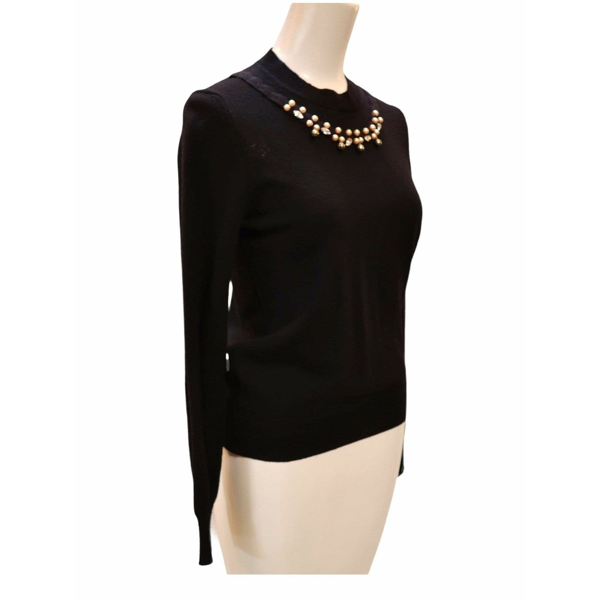 Shirts & Tops Comme des Garçons Pearl and Crystal Embellished Sweater Black