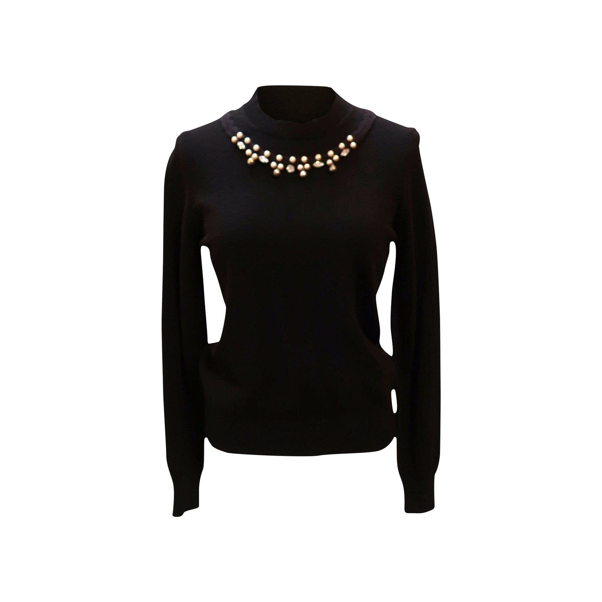 Shirts & Tops Comme des Garçons Pearl and Crystal Embellished Sweater Black