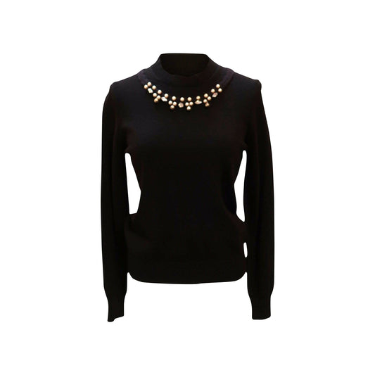 Shirts & Tops Comme des Garçons Pearl and Crystal Embellished Sweater Black