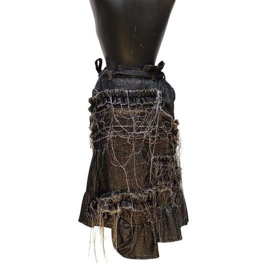 Skirts Comme des Garçons Belted Skirt - Black Mohair Frayed Dark Slate Gray