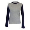Women Top Comme des Garçons Two-Tone Top - Navy Blue Long Sleeve Dark Gray