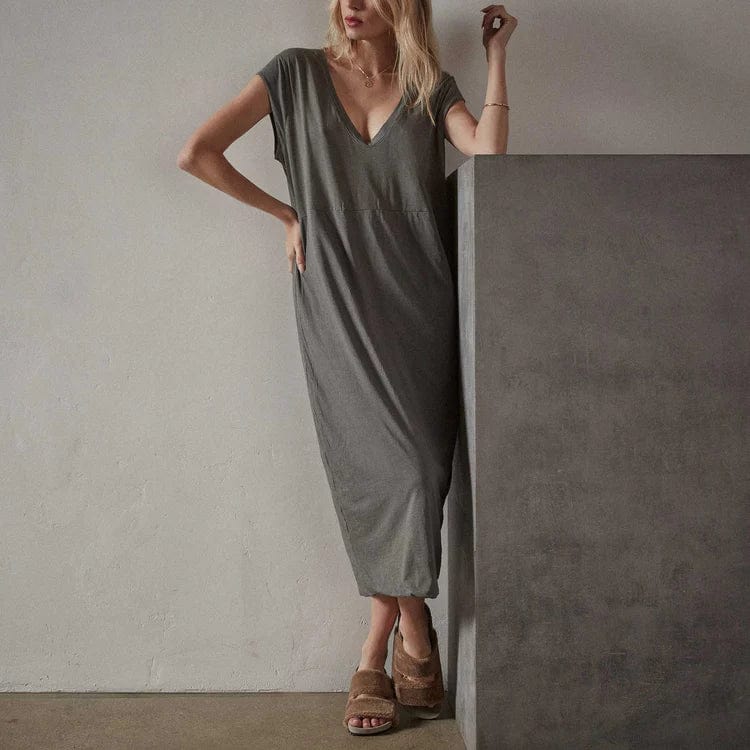 James Perse Deep V Double Layer Dress - Organic Cotton by James Perse | Anastasia Boutique James Perse Deep V Double Layer Dress - Organic Cotton by James Perse | Anastasia Boutique