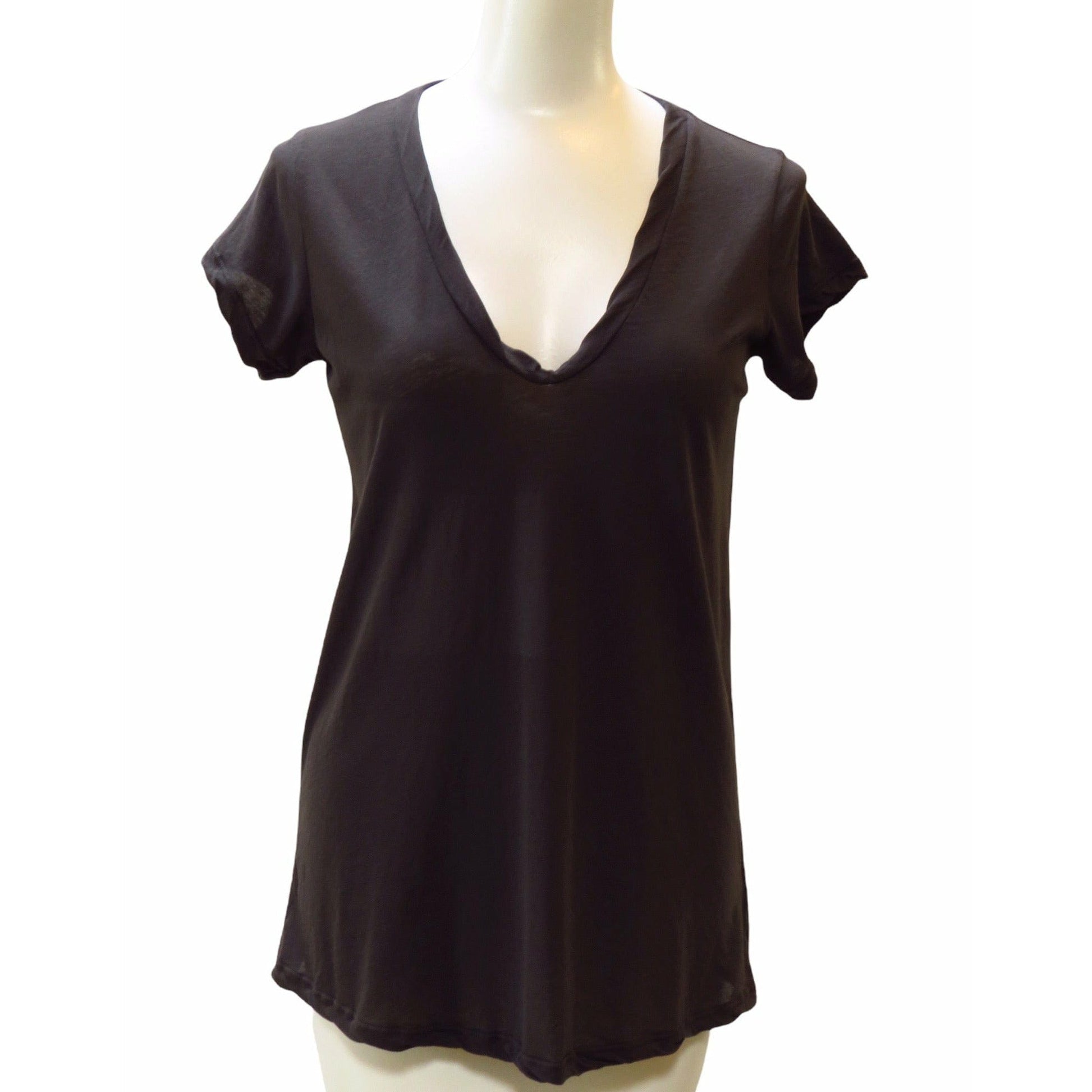 Shirts & Tops James Perse High Gauge Jersey Deep V Tee Black