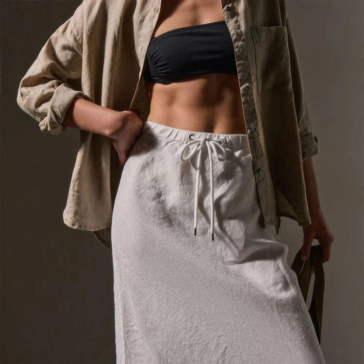 James Perse Skirts James Perse Bias Cut Linen Drawstring Skirt