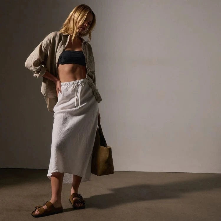 James Perse Skirts James Perse Bias Cut Linen Drawstring Skirt